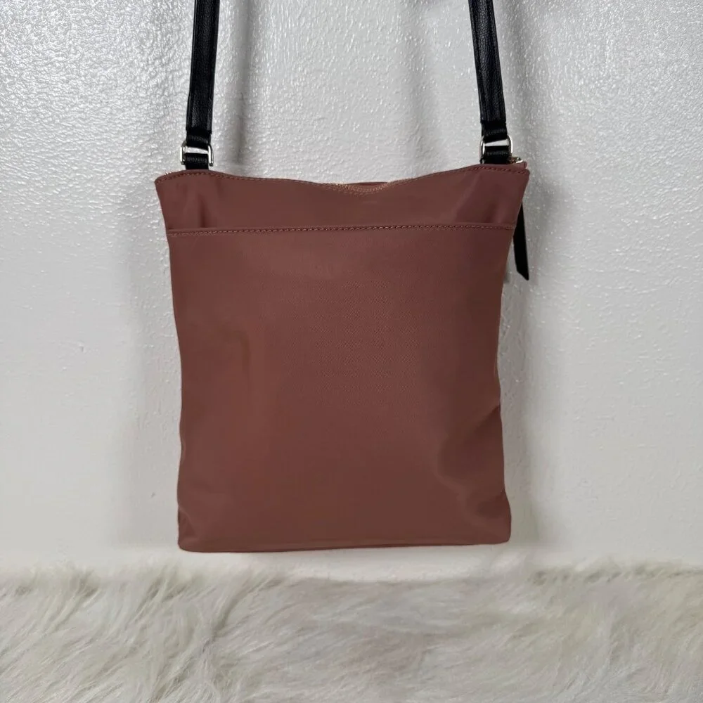 Kate Spade Flat Crossbody Dawn Sparrow Pink W Leather Strap Nylon Everyday Bag
